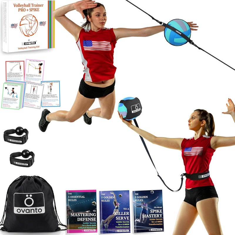 OVANTO Volleyball Training Equipment Aid – Solo Volleyball Equipment in 4 Styles to Serve, Spike, Set and Pass Like a Pro - Adjustable Volleyball Practice Equipment Gift for Beginners & Experts - Image 1